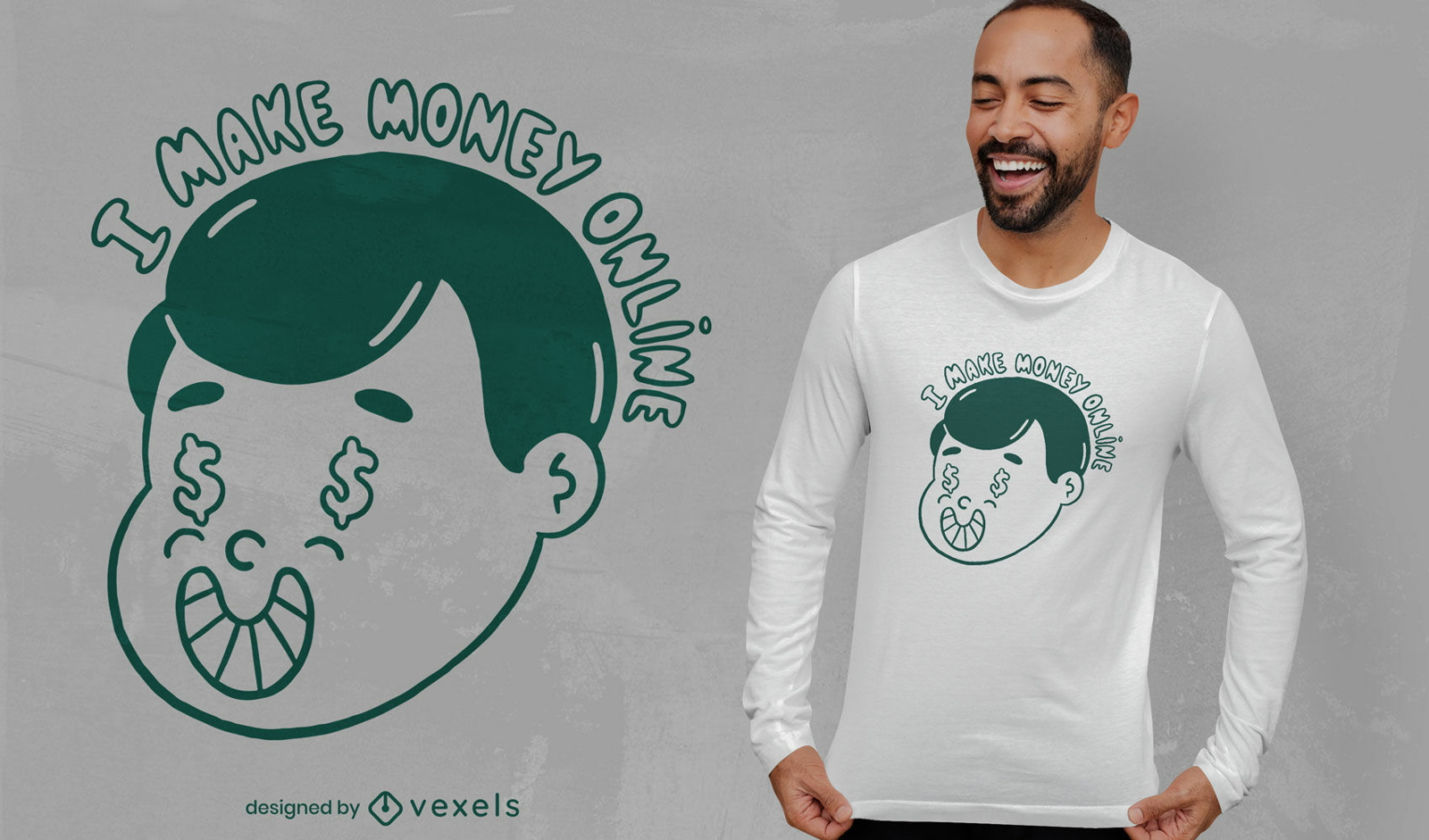 Cartoon Junge Gesicht Geld T-Shirt Design