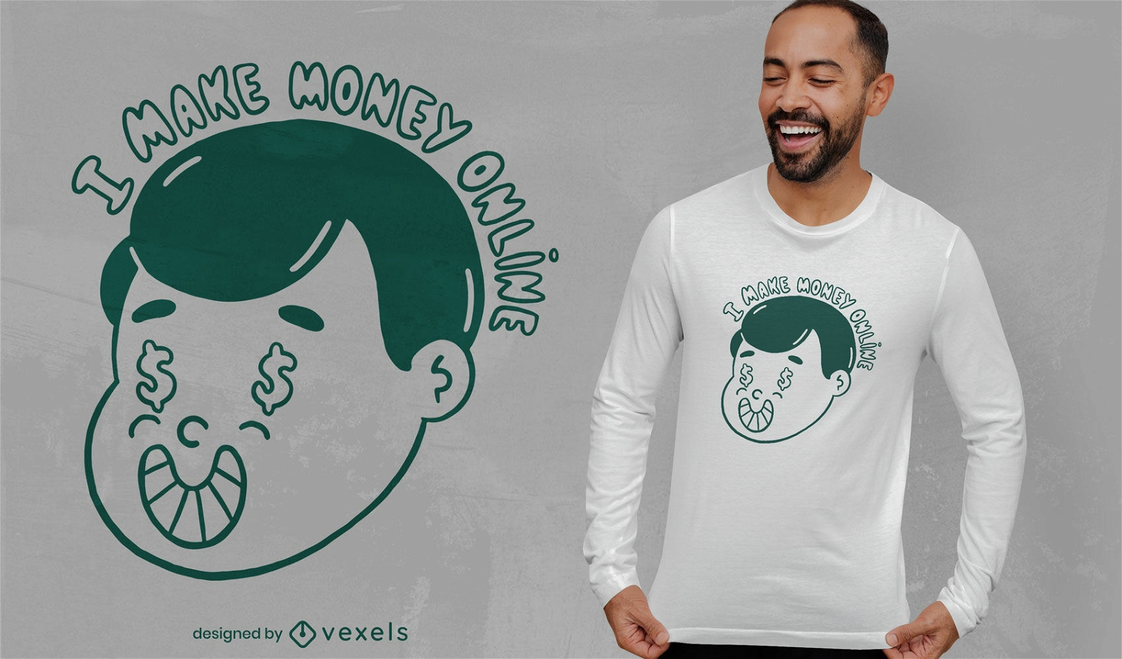 Diseño de camiseta de dinero de cara de niño de dibujos animados