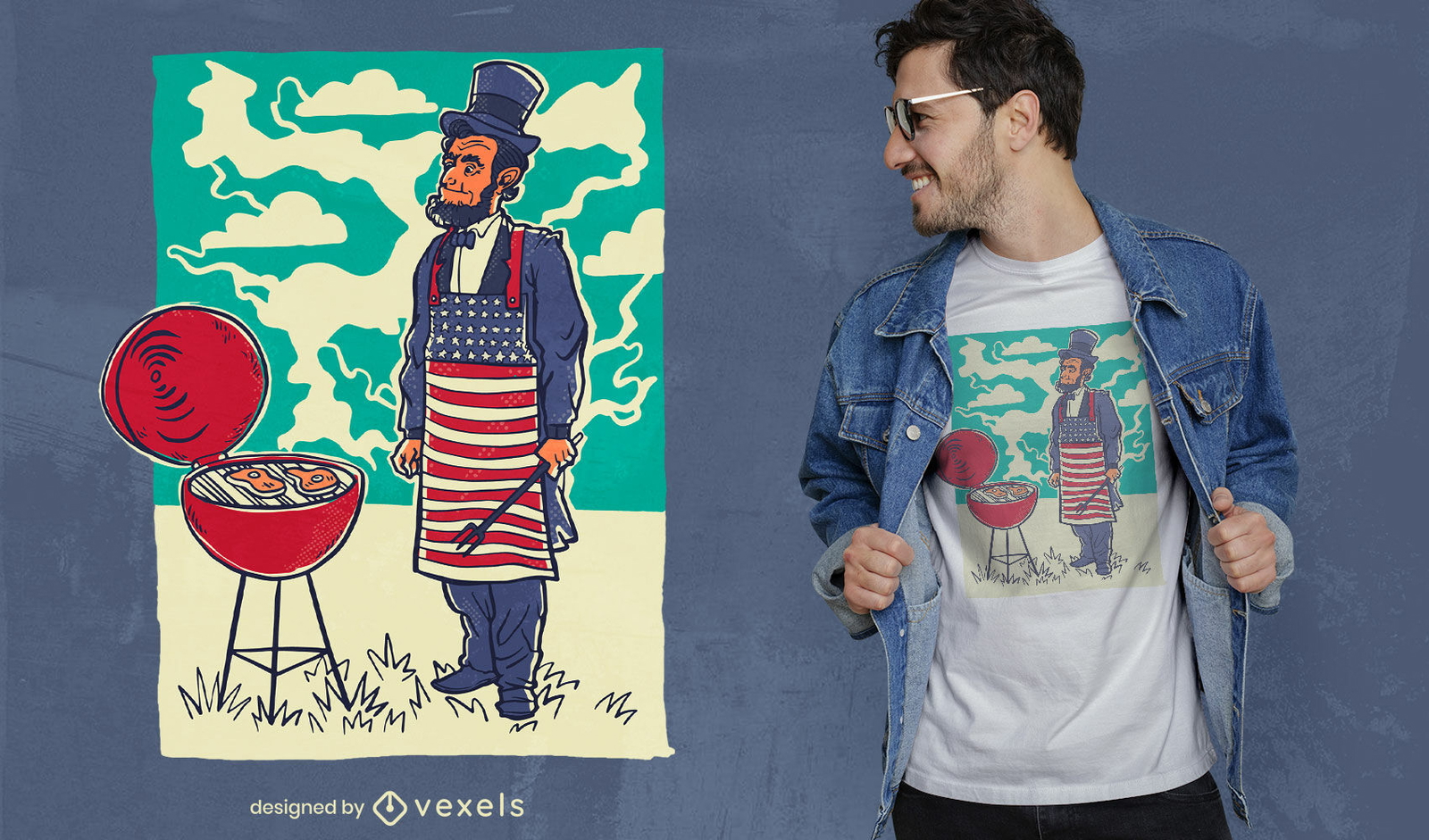 Diseño de camiseta de barbacoa de abraham lincoln