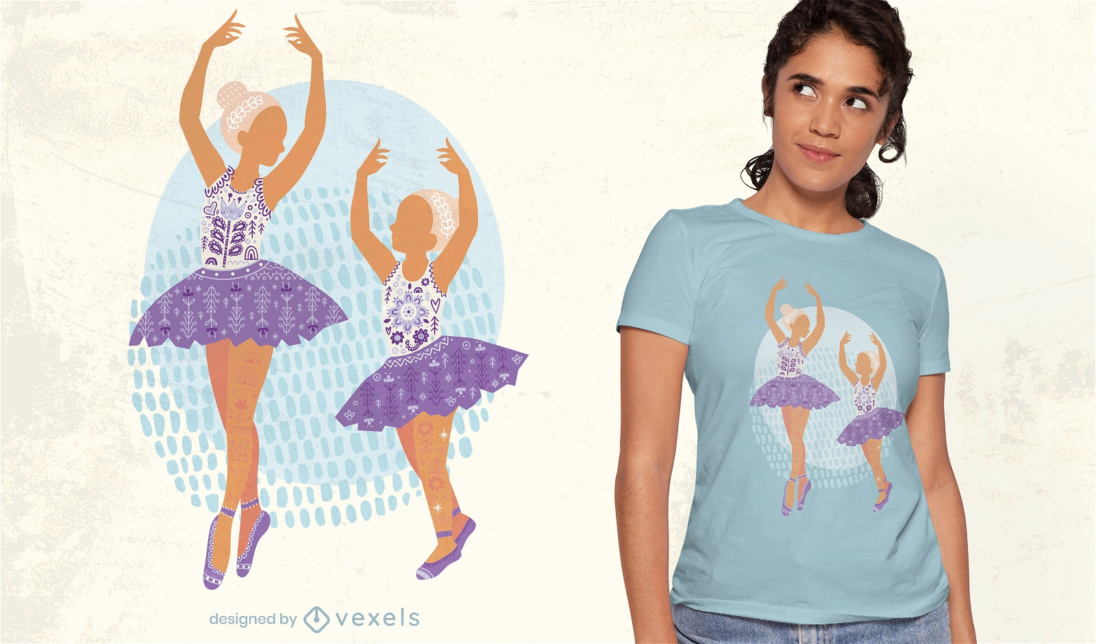 Design de camiseta de irmãs dançarinas de balé