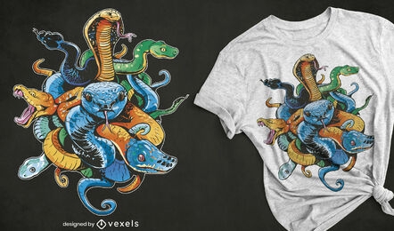 Diseño de camiseta de reptiles animales serpientes.