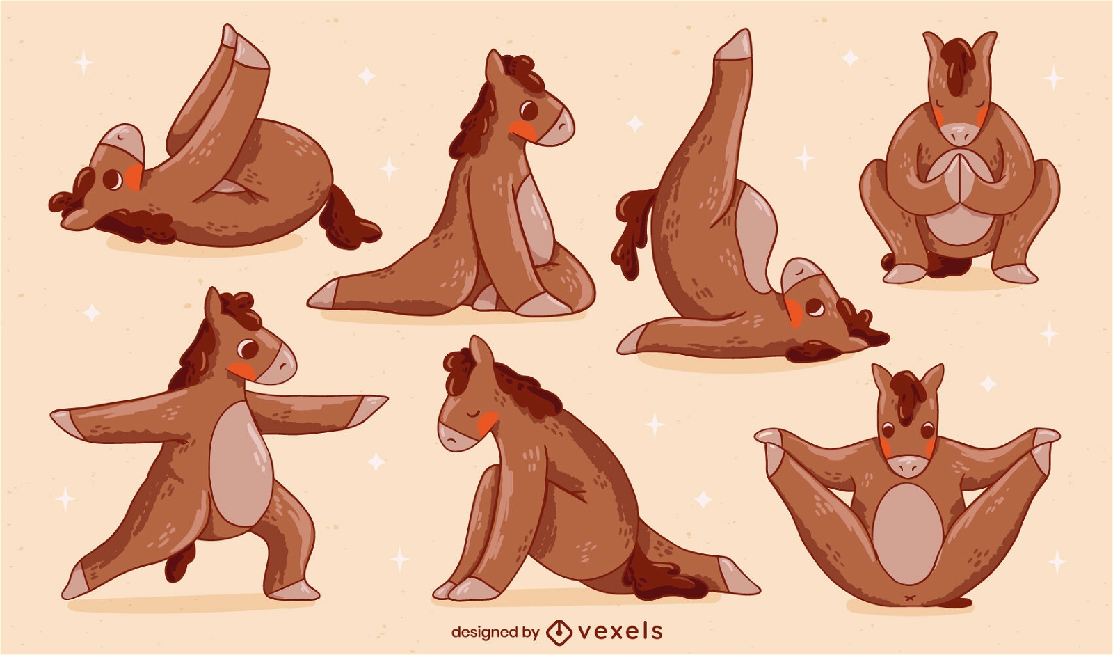 Conjunto de caracteres de cavalos de ioga