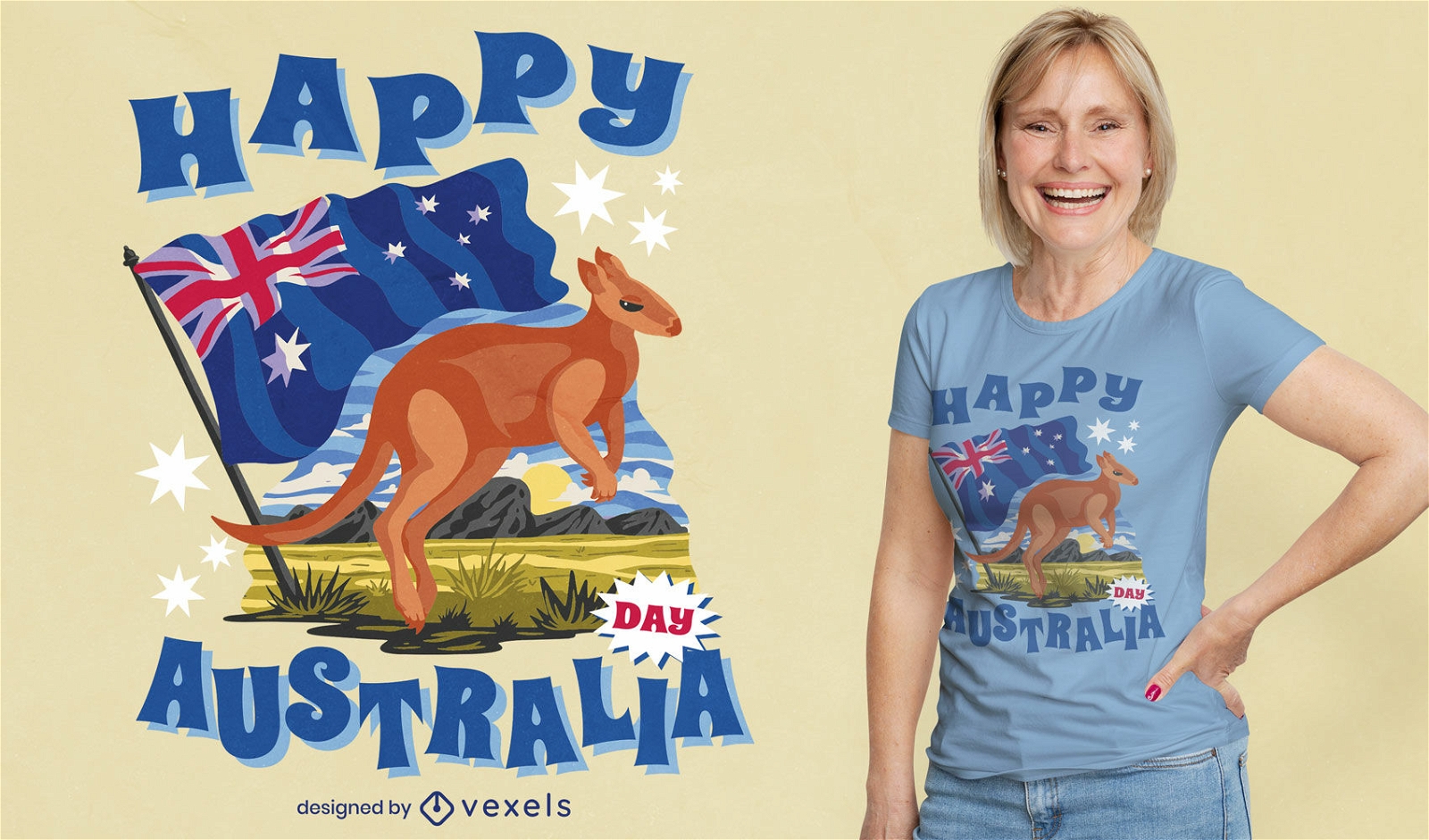 Design de camiseta de animal canguru australiano