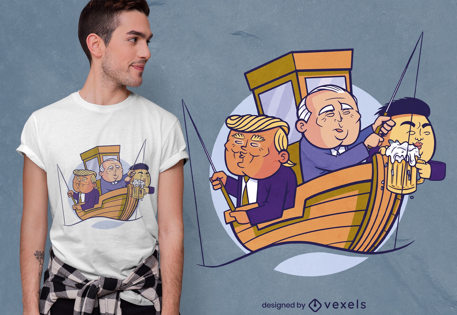 Diseño de camiseta de parodia de presidentes de pesca.