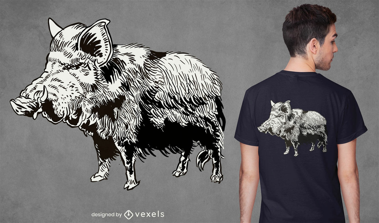 Design de camiseta de animais de javali