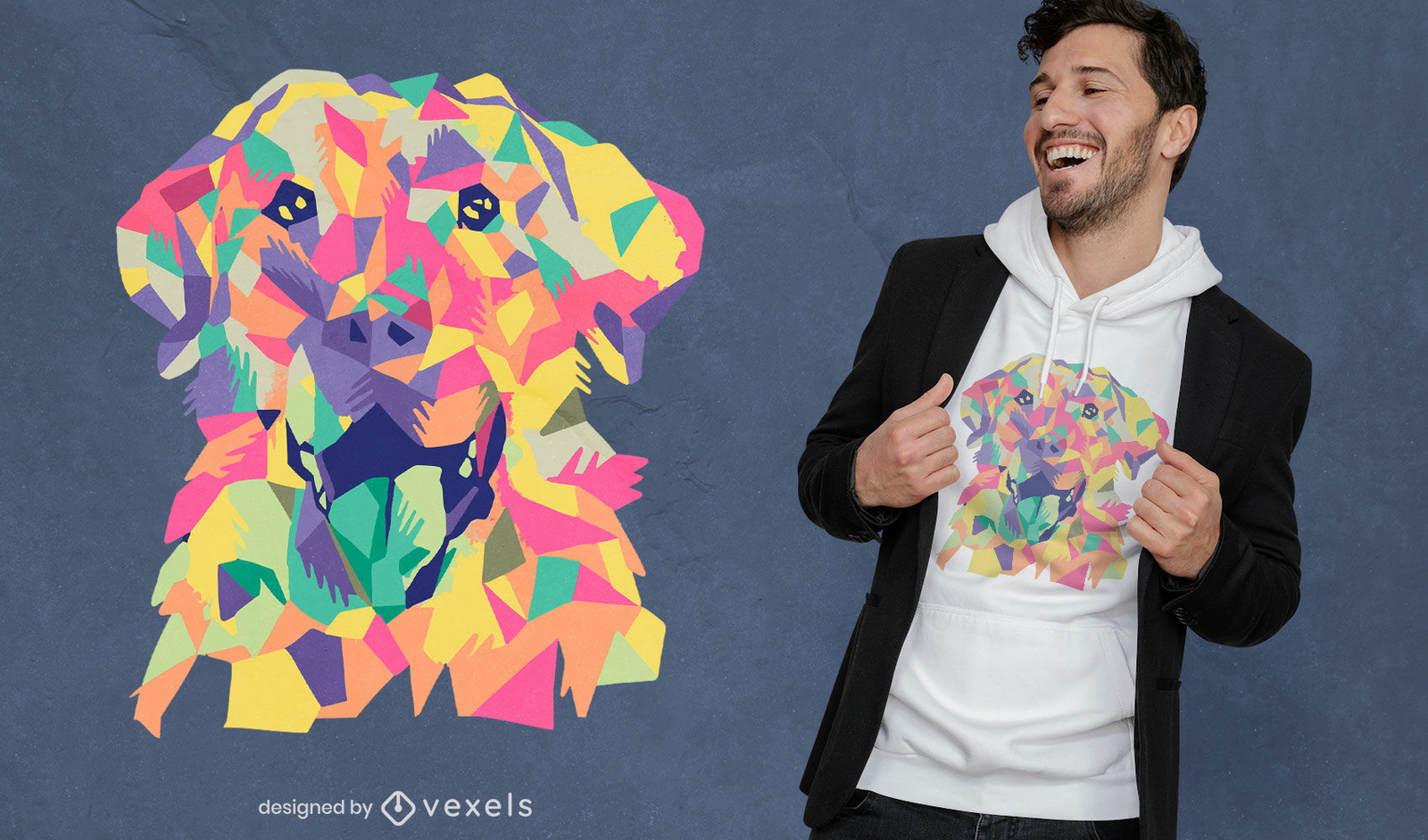 Diseño colorido de camiseta de perro labrador