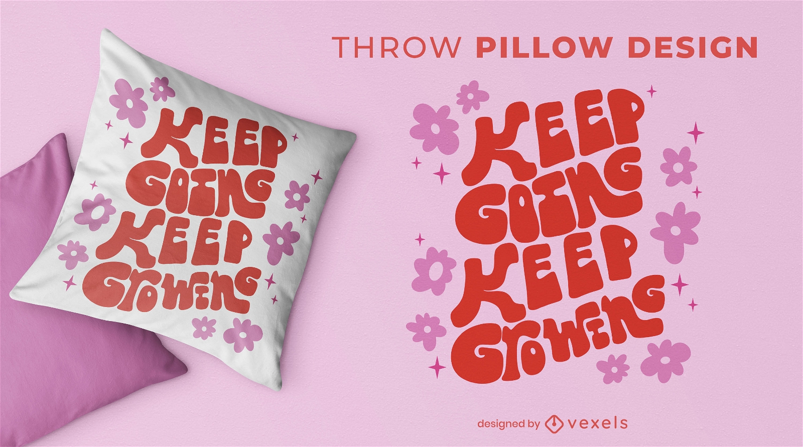 Keep growing retro throw pillow design