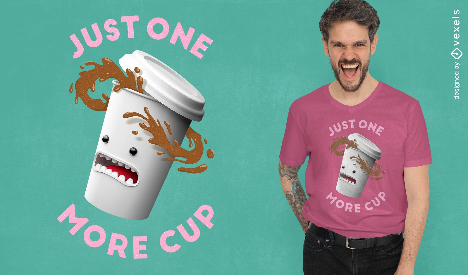 3D Coffee cup psd t-shirt design