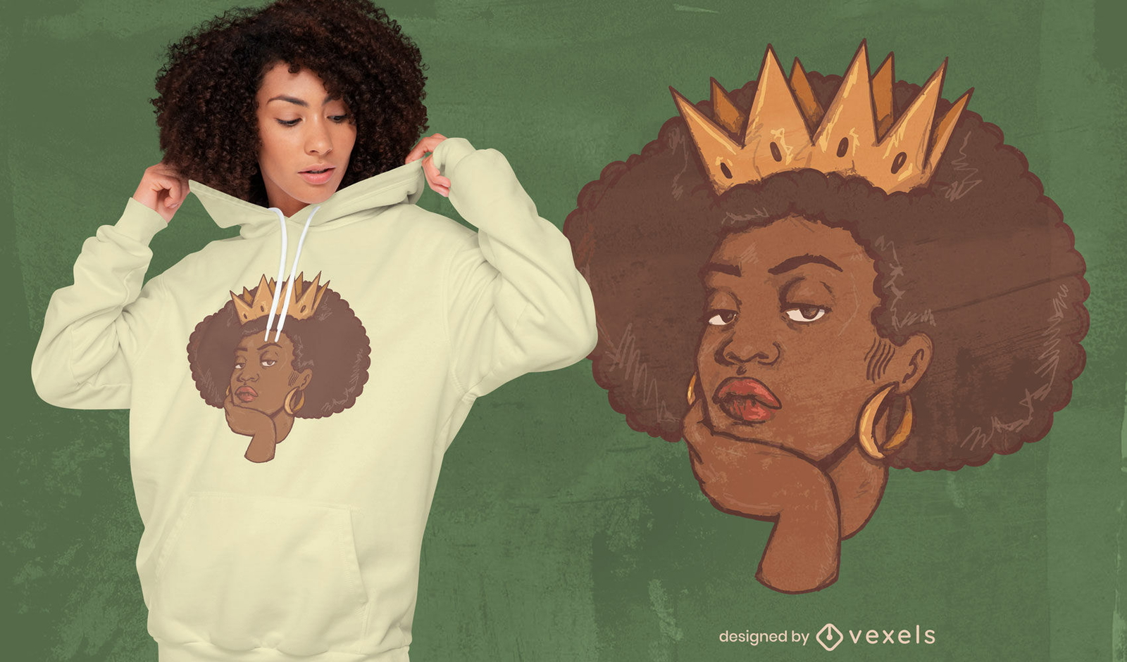 Königin mit Afro-Haar-T-Shirt-Design