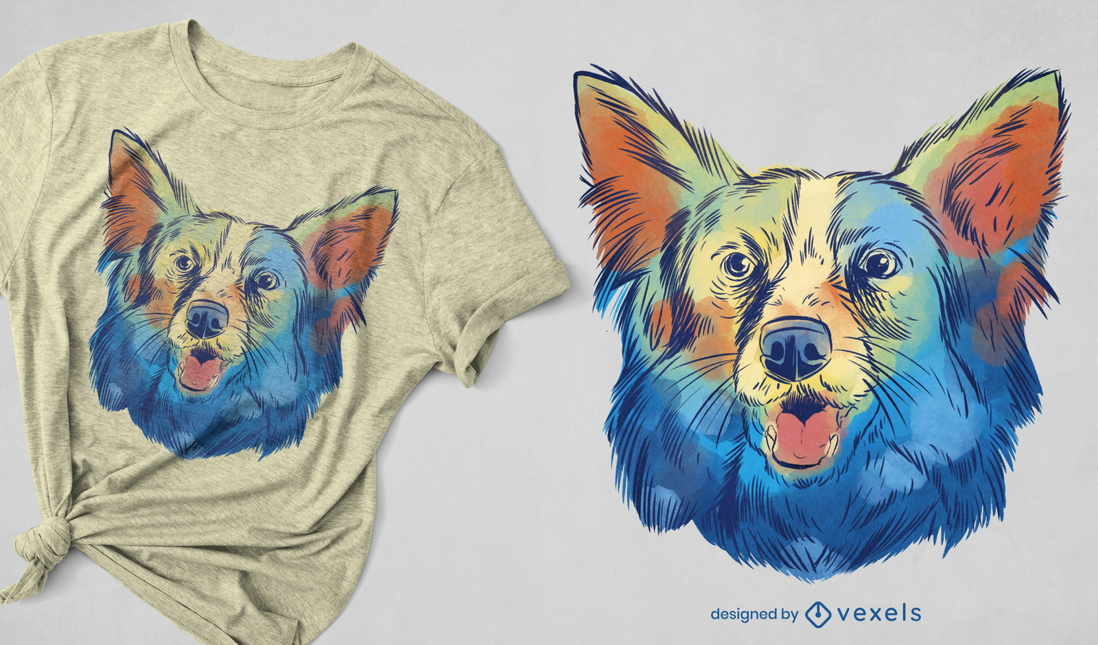 Diseño de camiseta de acuarela de perro collie