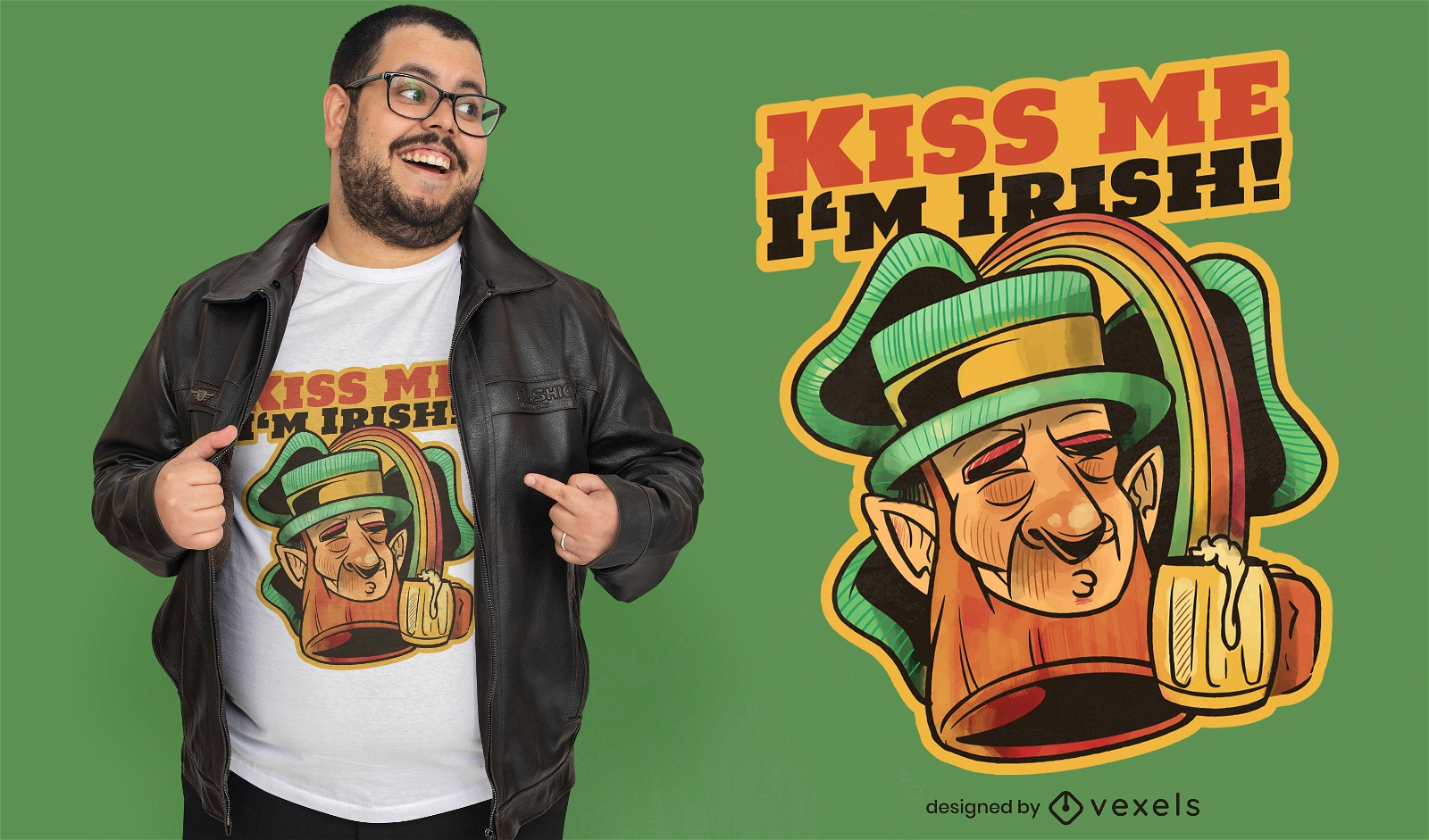 Kissing leprechaun t-shirt design
