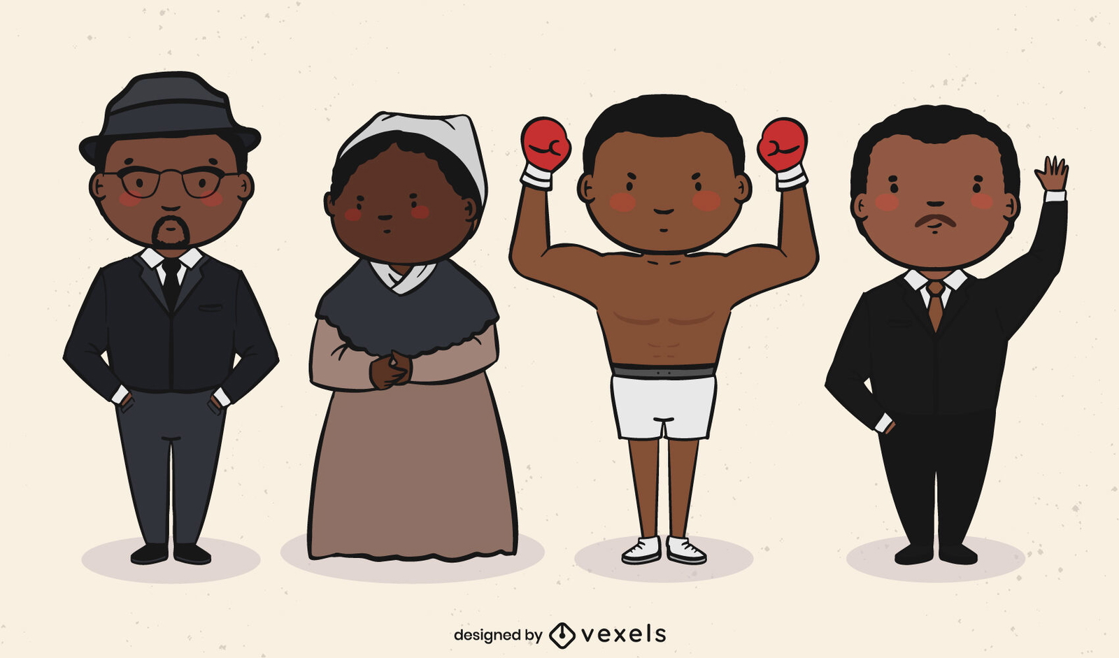 Conjunto de caracteres históricos do mês da história negra