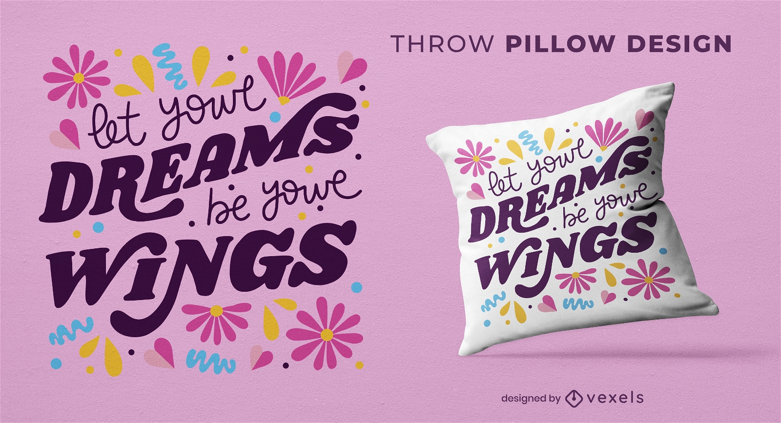 Dreams quote throw pillow design
