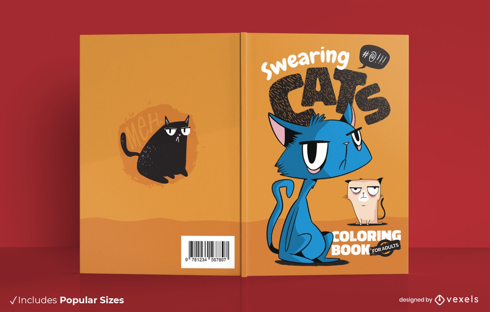 Diseño de portada de libro de dibujos animados de animales de gato enojado