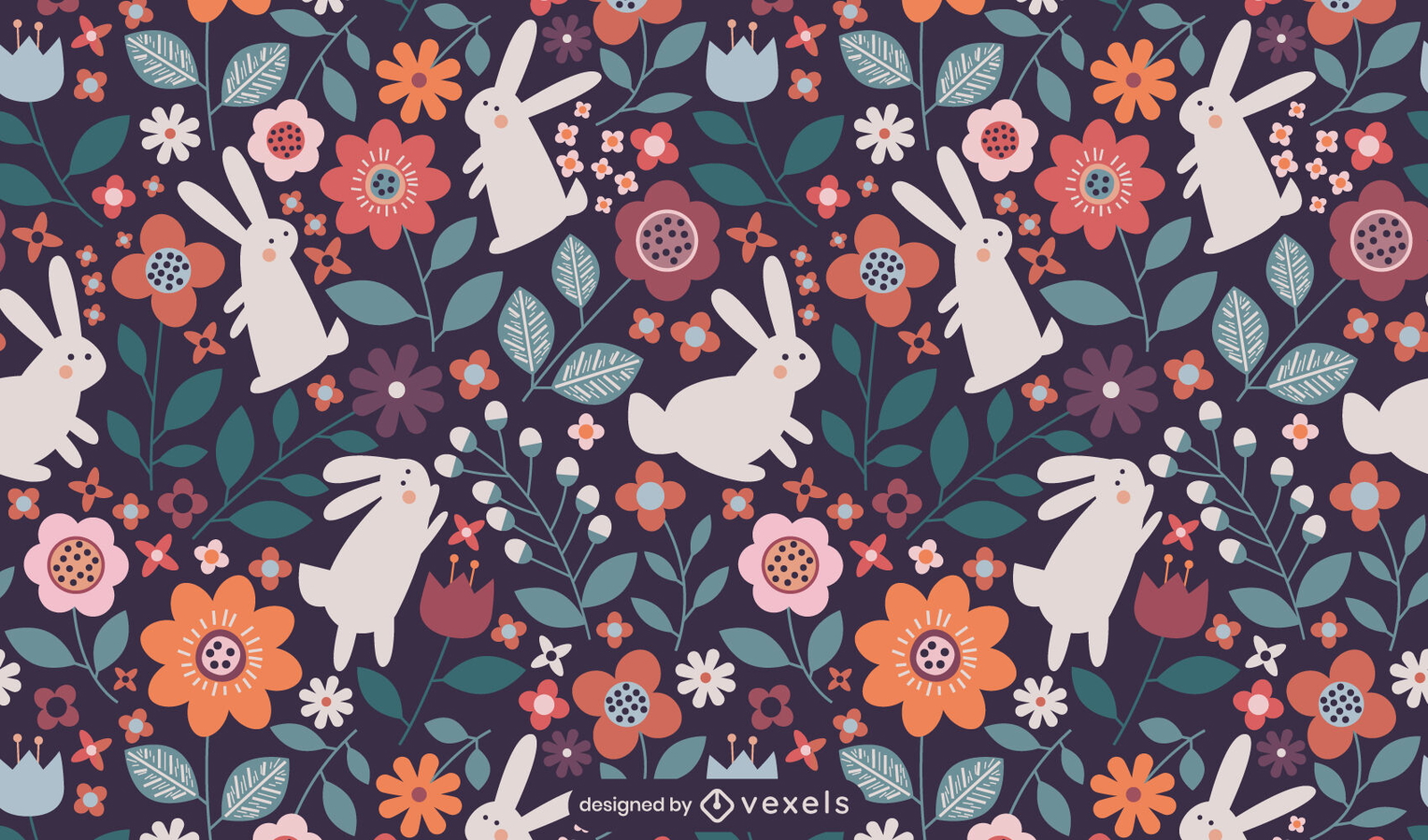 Easter Bunnies Cute Pattern Design Vector Download