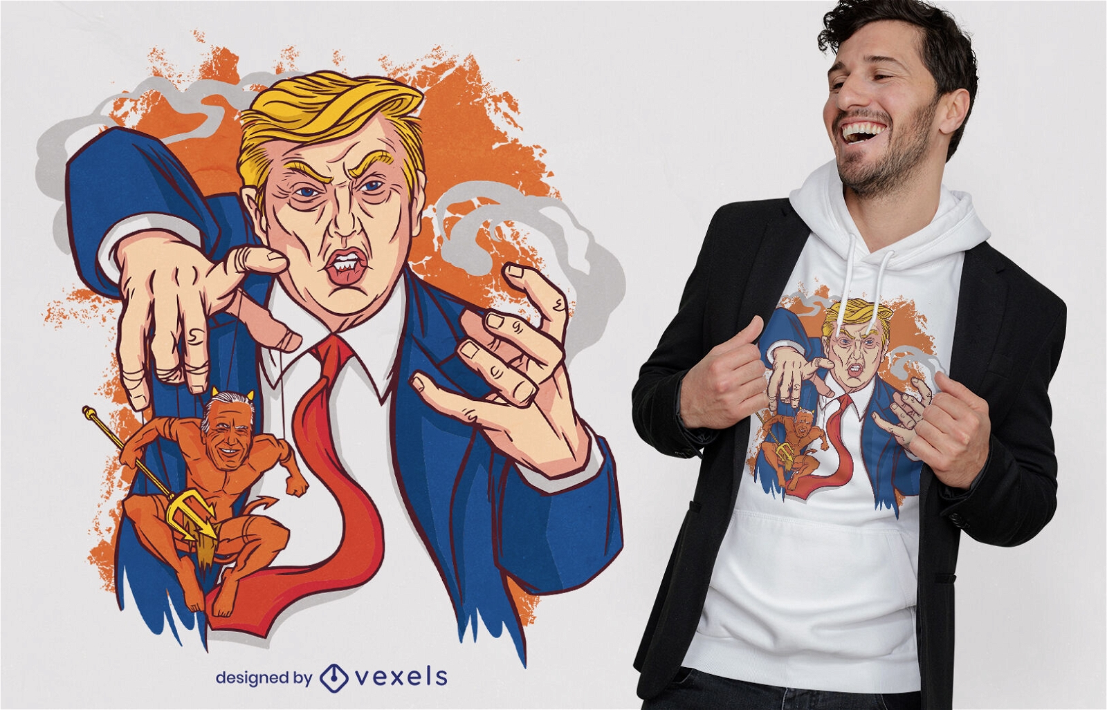 Design de camiseta Evil Trump e Biden