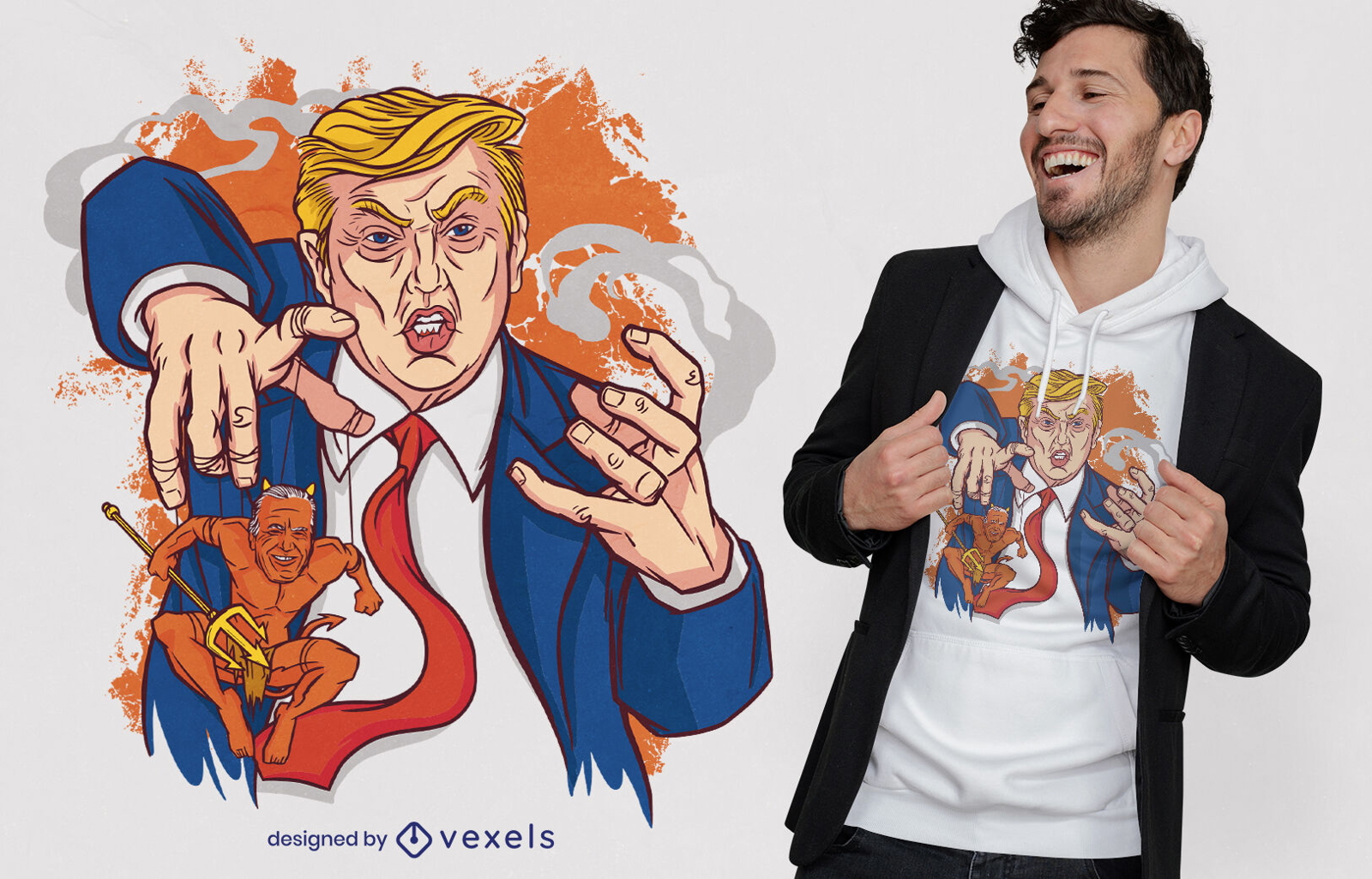Diseño de camiseta Evil Trump y Biden