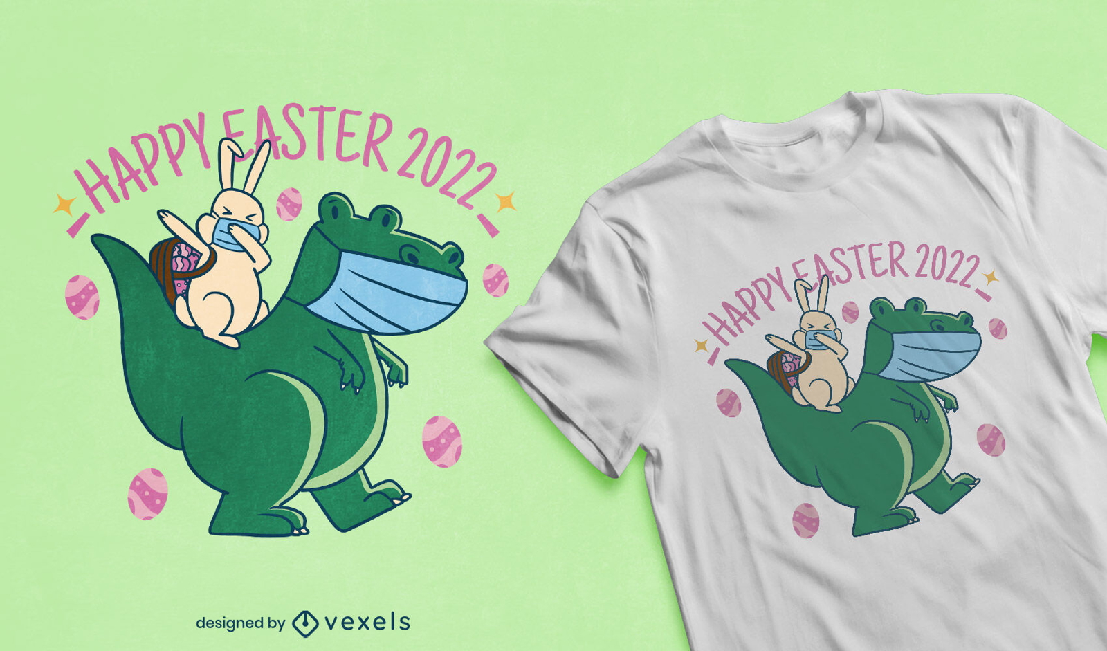 Lindo diseño de camiseta de dino de pascua