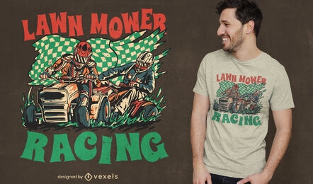Design de camiseta de corrida de cortador de grama