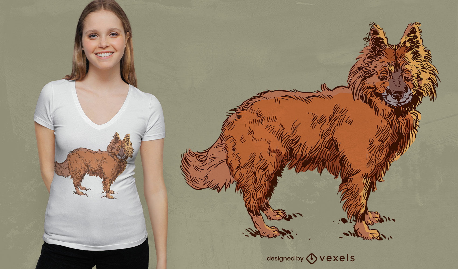 Realistic shepherd dog t-shirt design
