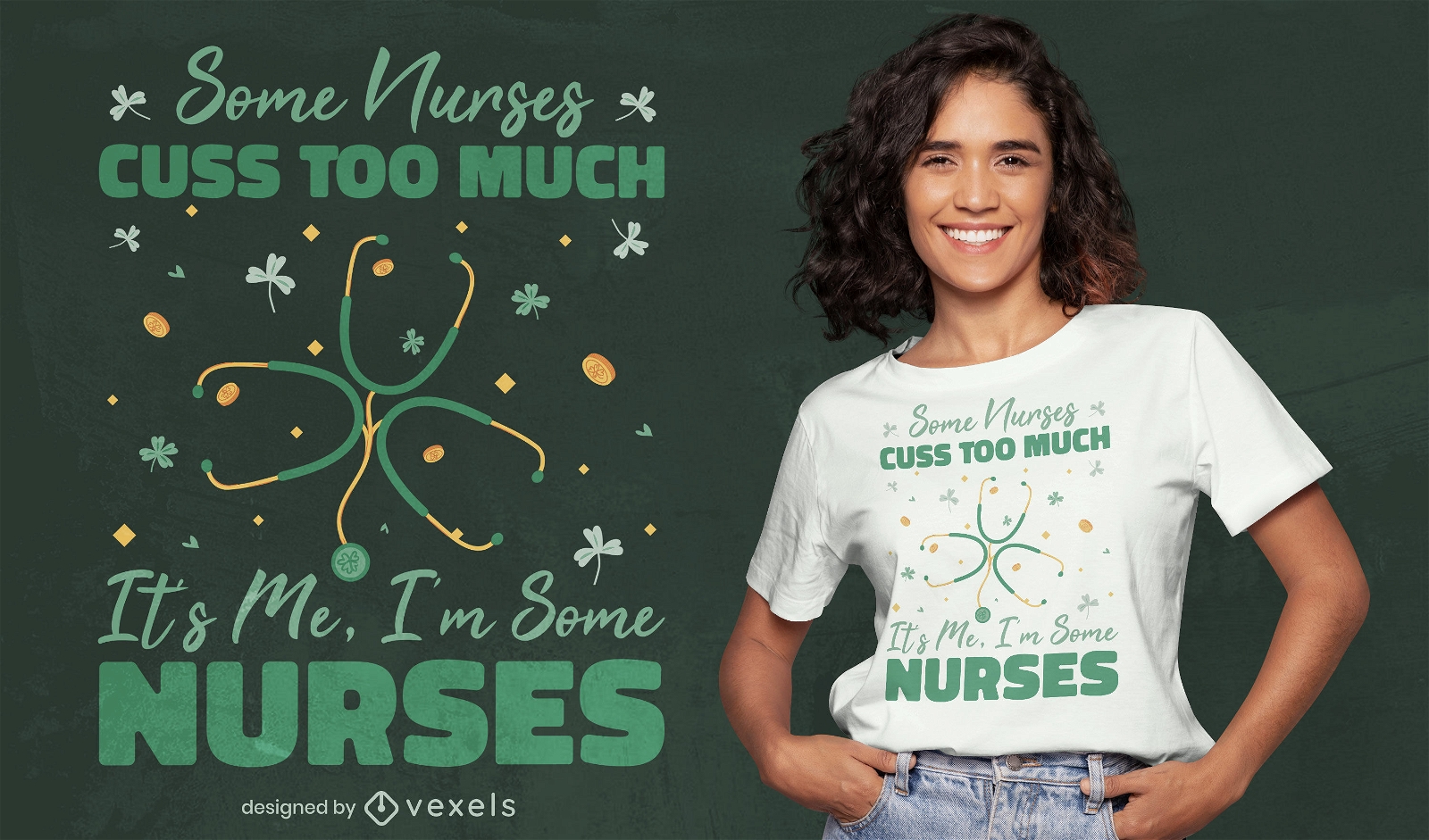 Design de camiseta de enfermeira do dia de são patrício