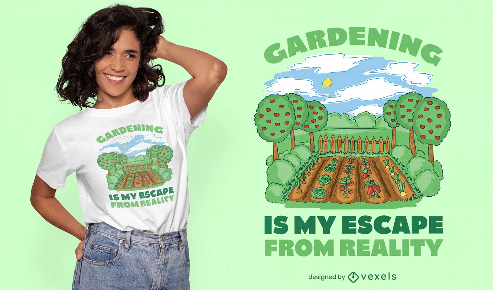 Design de camiseta de jardim colorido