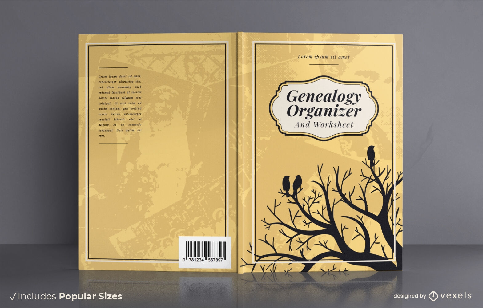 Dise?o de portada de libro organizador de genealog?a.