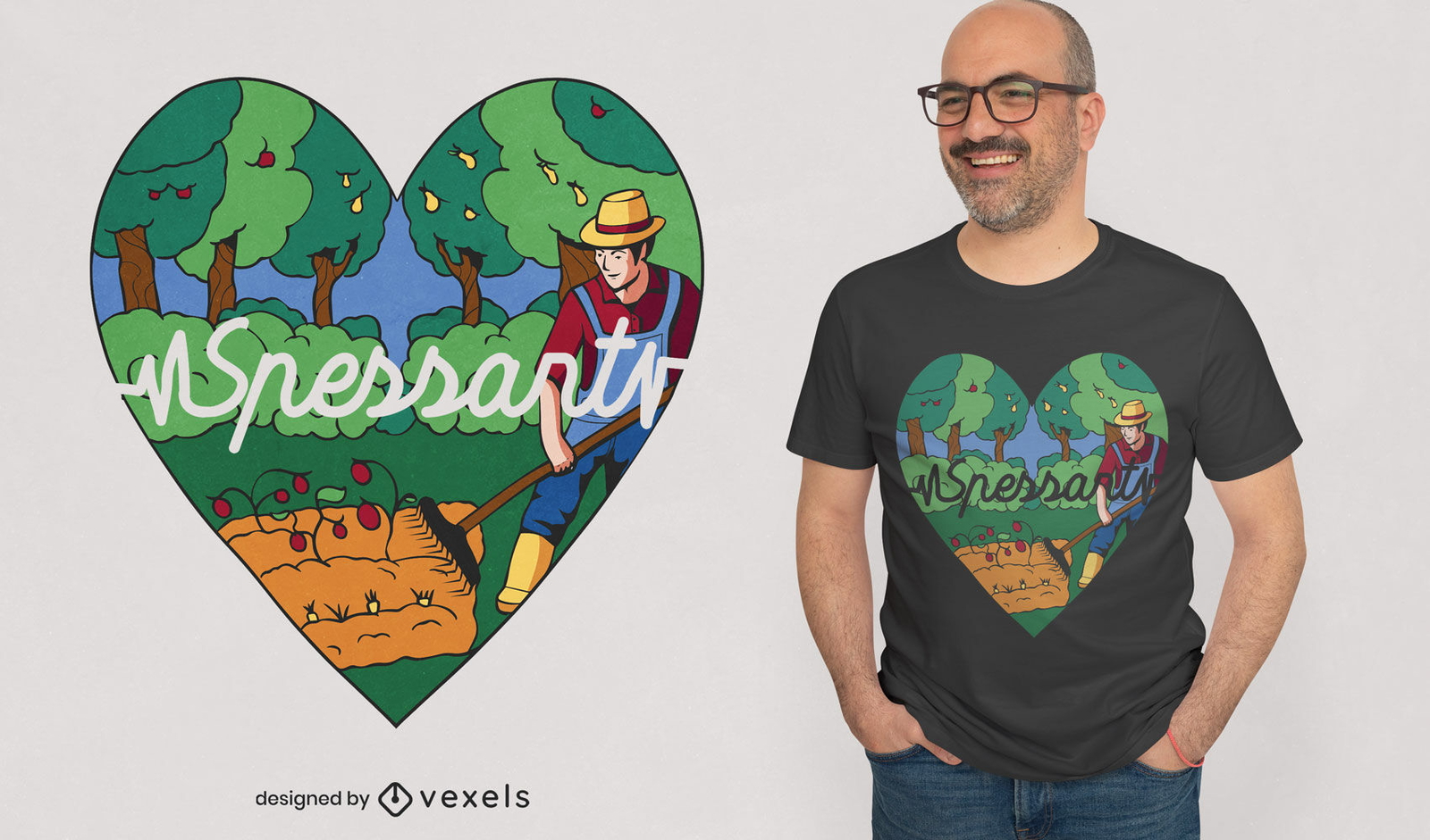 Corazón con diseño de camiseta de jardinero