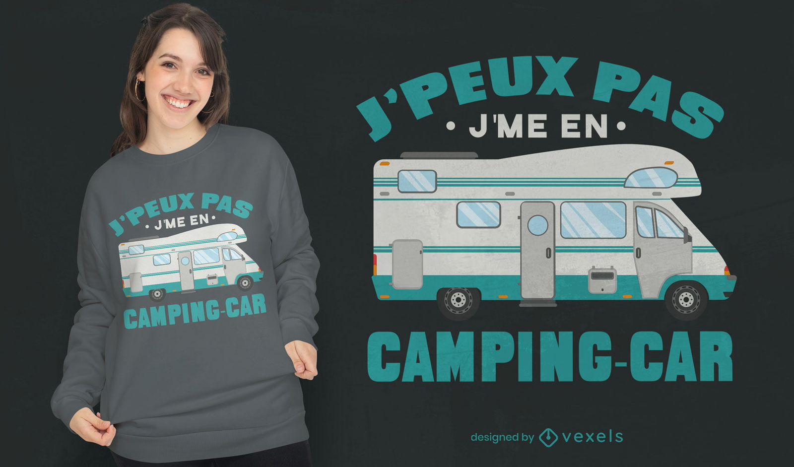 Design de camiseta de condução de van campista