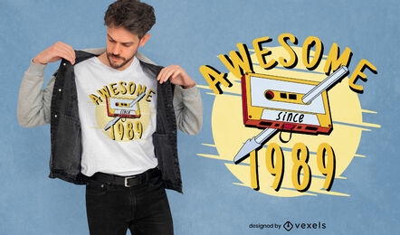 Cassette with pen retro t-shirt design