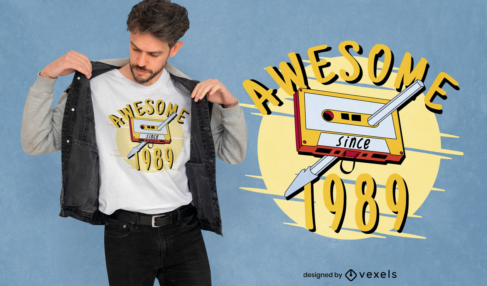 Cassette con diseño de camiseta retro de pluma