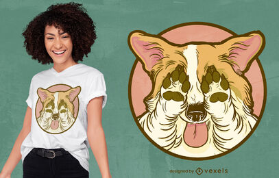 Design de camiseta de patas de cachorro corgi