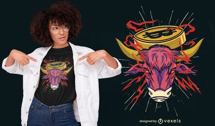 Animal de touro com design de camiseta de criptomoeda