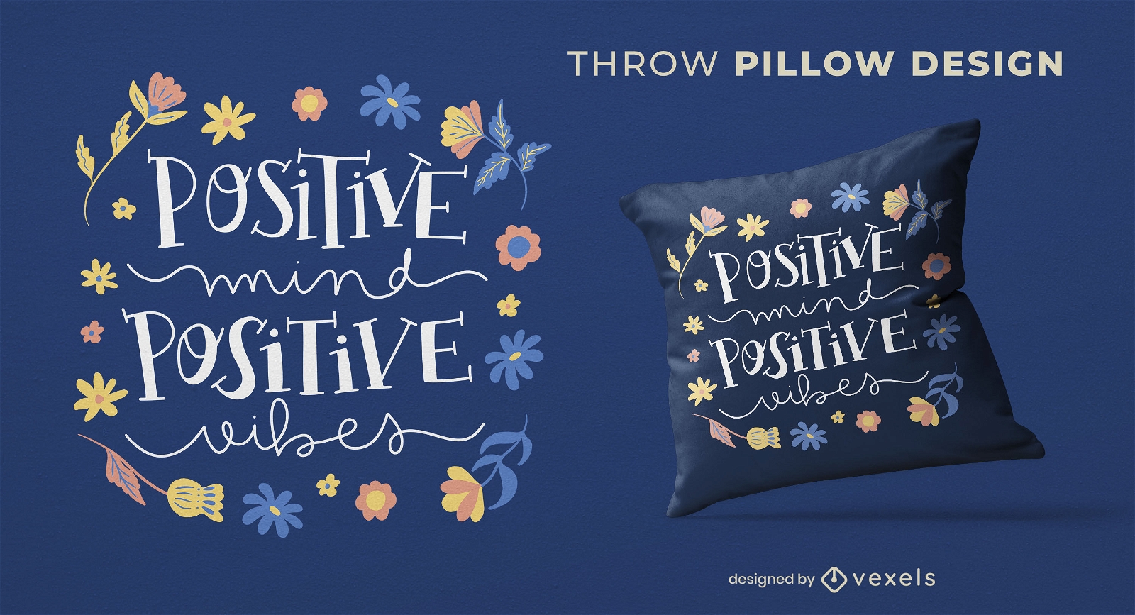Positive mind throw pillow design