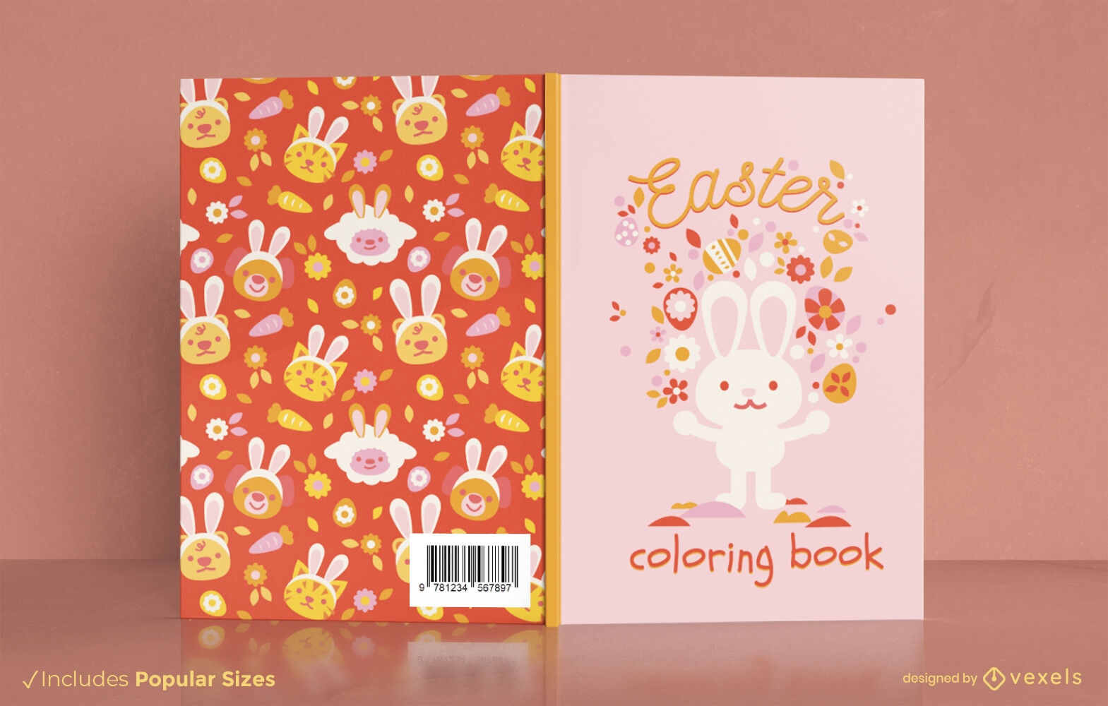 Design de capa de livro de coelho de páscoa