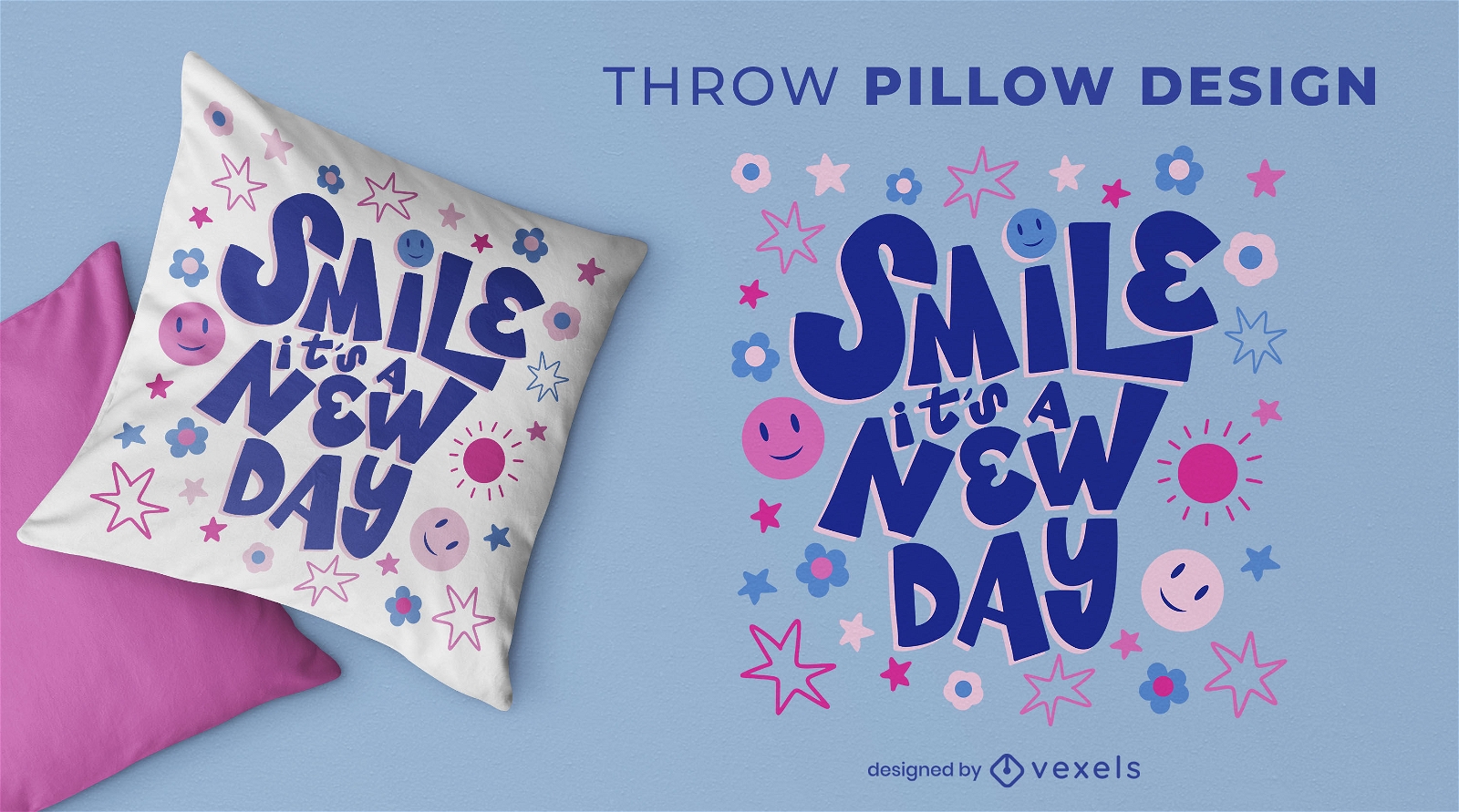 Smile quote throw pillow design