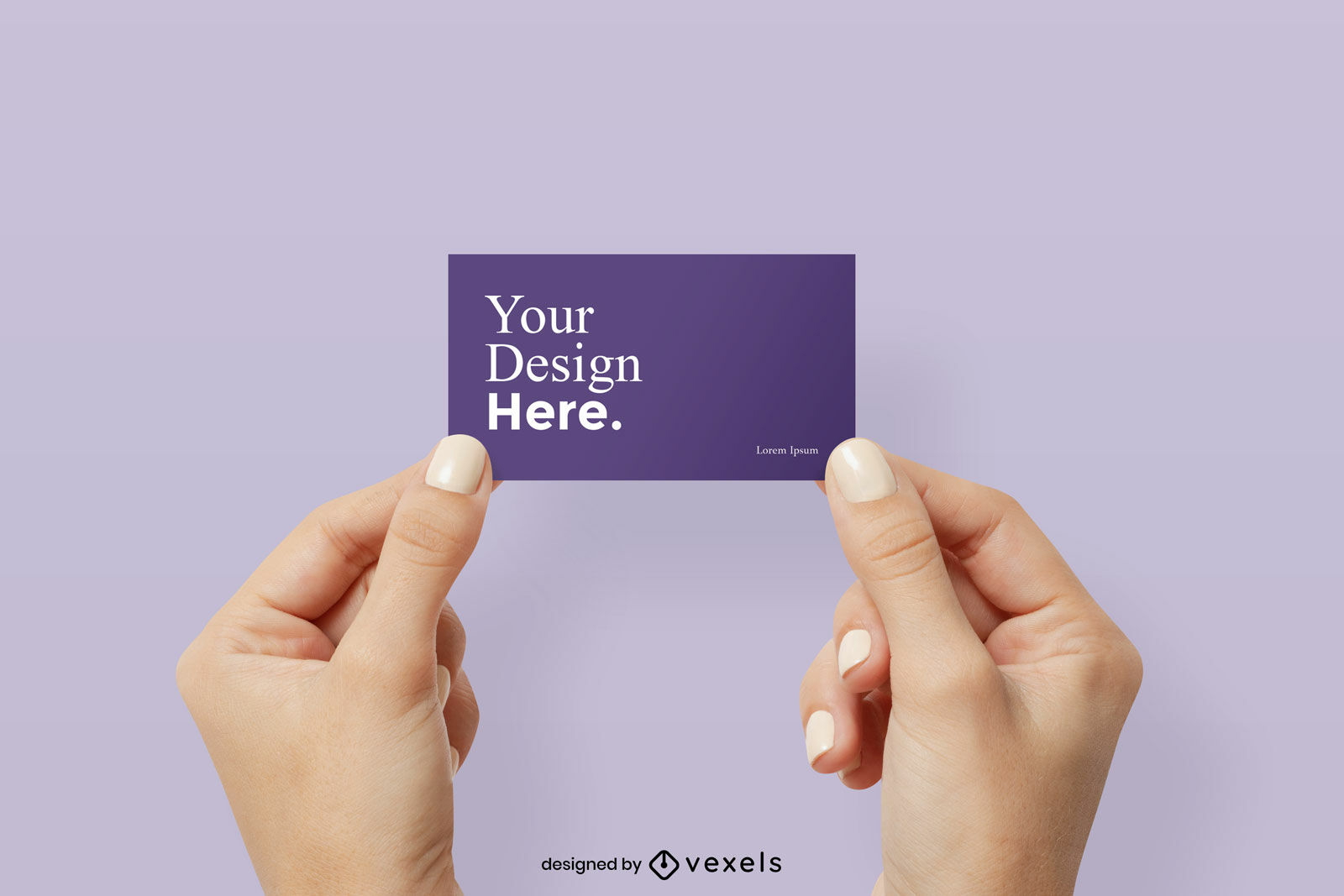 Manicured hands holding business card mockup