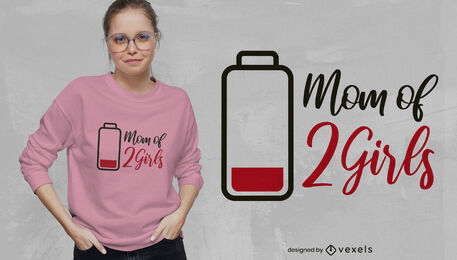 Diseño de camiseta divertida de batería de mamá de niña