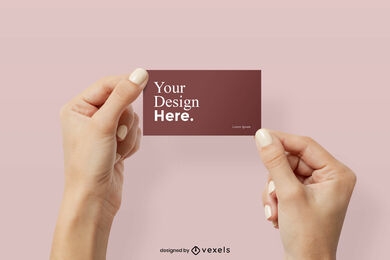 Pair of hands holding business card mockup