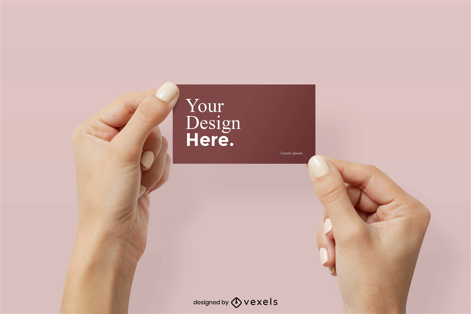 Pair of hands holding business card mockup
