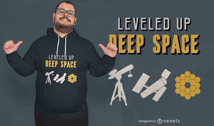 Telescópios e design de camiseta de citação espacial
