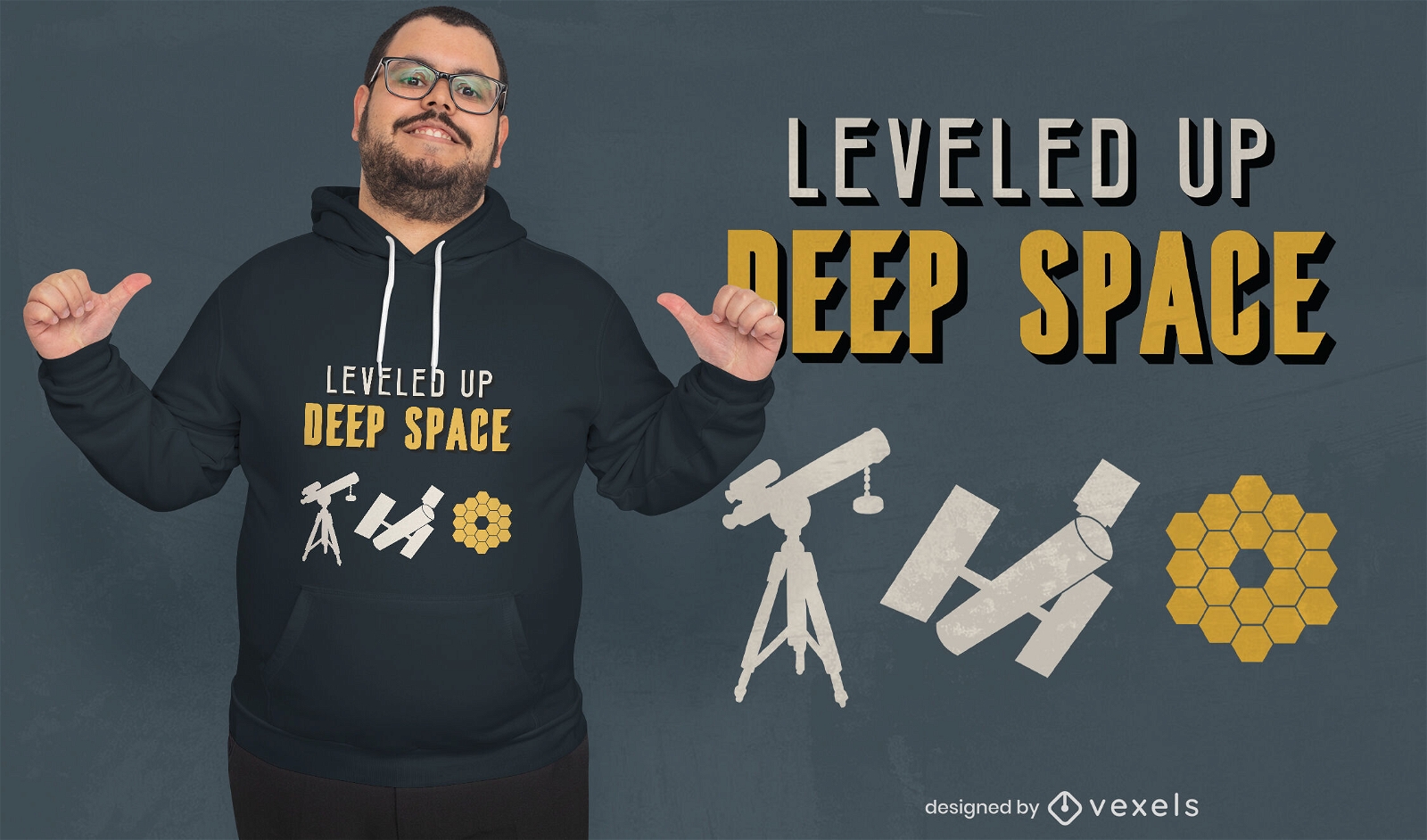 Teleskope und Weltraumzitat-T-Shirt-Design