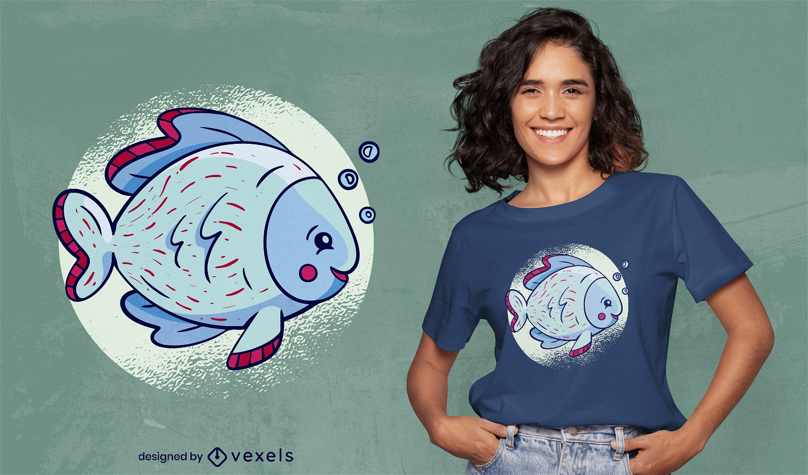 Design de camiseta de peixe texturizado bonito
