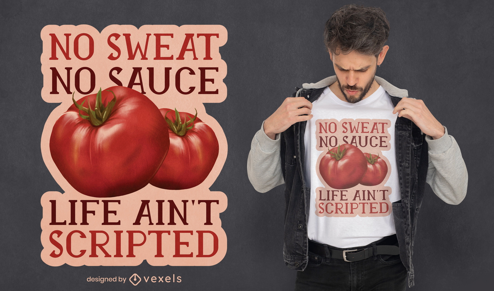 Diseño de camiseta con cita de salsa de tomate.