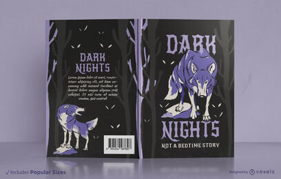 Design de capa de livro de lobo da noite escura