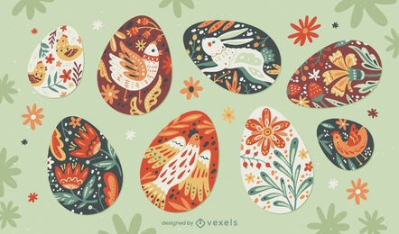 conjunto de animais de ovos de páscoa