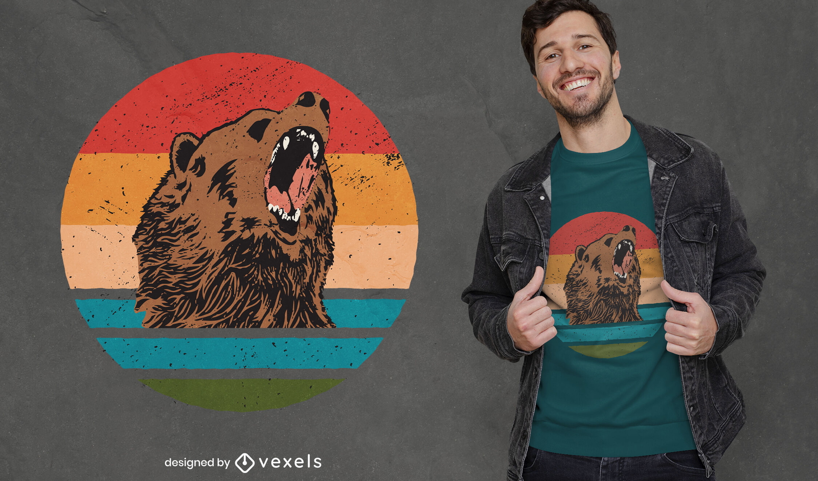 Diseño de camiseta de oso retro