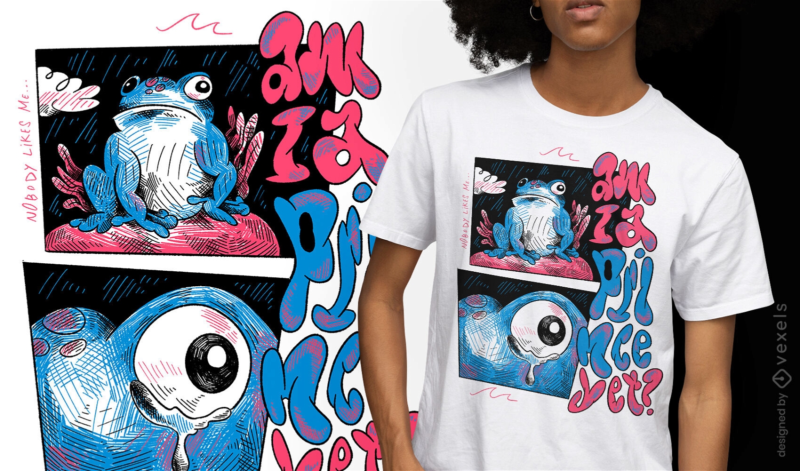 Frosch Meer Tier Ozean Skizze T-Shirt Design