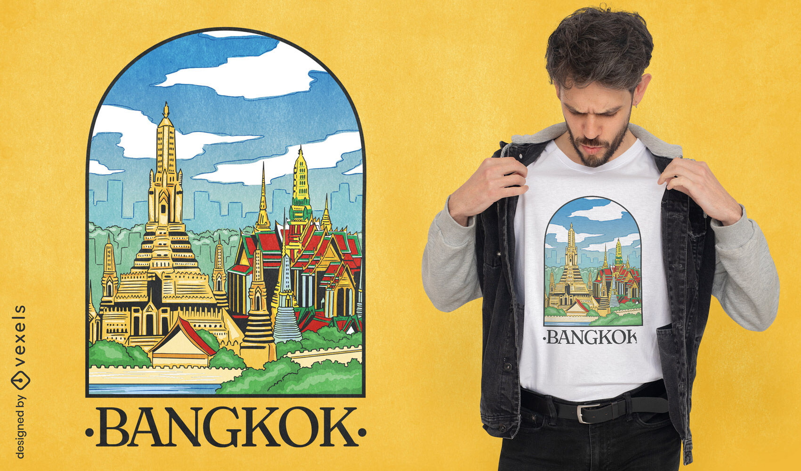 Diseño de camiseta de paisaje de bangkok