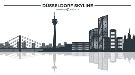 Ilustração do horizonte da cidade alemã de Dusseldorf